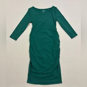 NWT Isabel Maternity by Ingrid & Isabel Green 3/4 Length Sleeve Dress Size Small